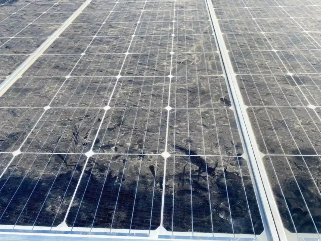 Dirty solar panels dust accumulation