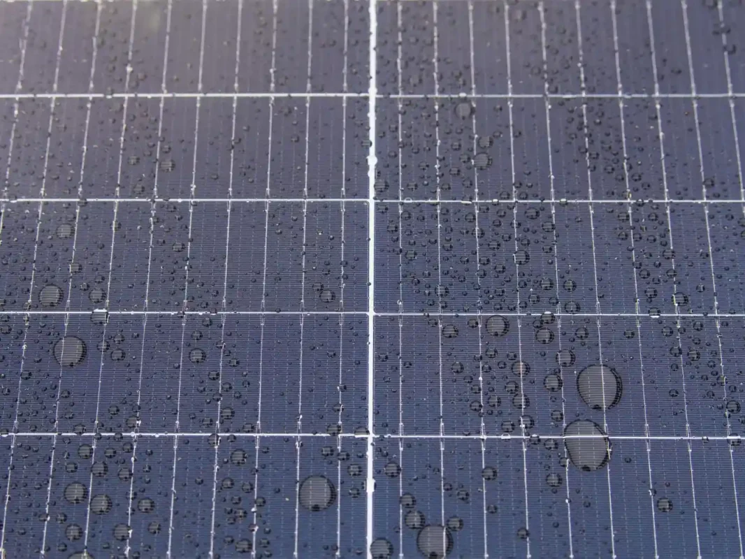 Wet solar panel surface