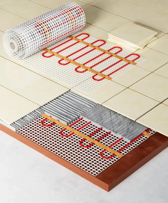Water underfloor heating aerothermal